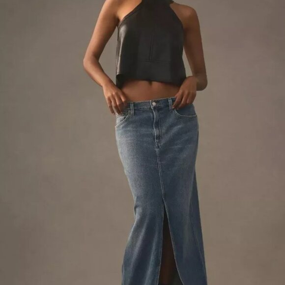 AGOLDE Leif Denim Maxi Slung Skirt in Swing 30 - Picture 4 of 16